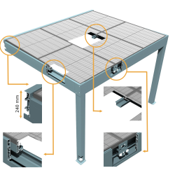 Pergola solaire photovoltaïque Heliolite 4,638x3,541 M - Gris 3200W Chemin de câbles inclus INTERSUN - 1 2