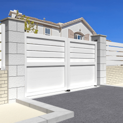 Portail double battant motorisé mixte L 3500 x H 1781 mm – Blanc satiné RAL9010