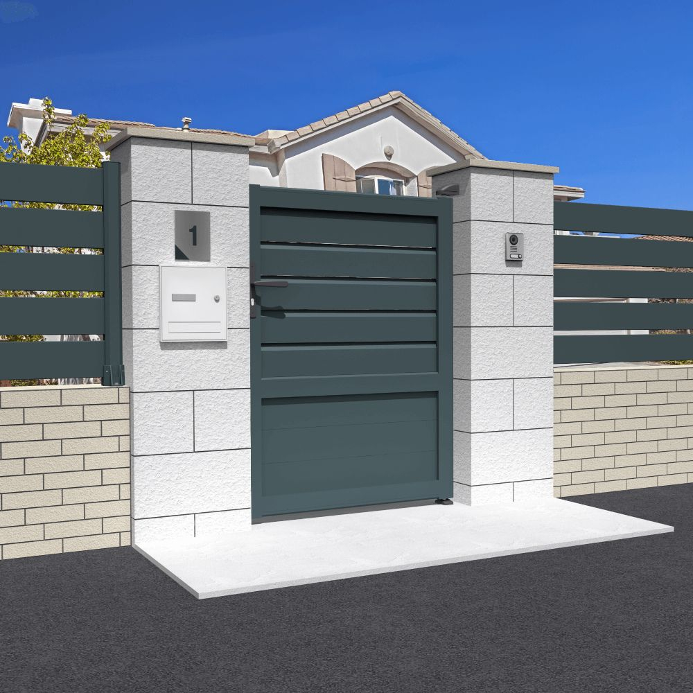 Portillon mixte L 1000 x H 1937 mm – Gris anthracite structuré RAL7016ST