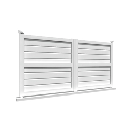 Portail double battant motorisé brise-vue L 3500 x H 1730 mm – Blanc satiné RAL9010 2