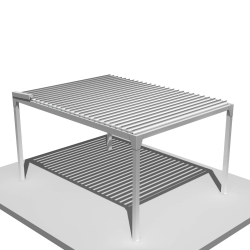 Pergola bioclimatique BERYL Îlot – 3,50x4,00 M – Blanc – Vérin à télécommande INTERSUN - 1 2