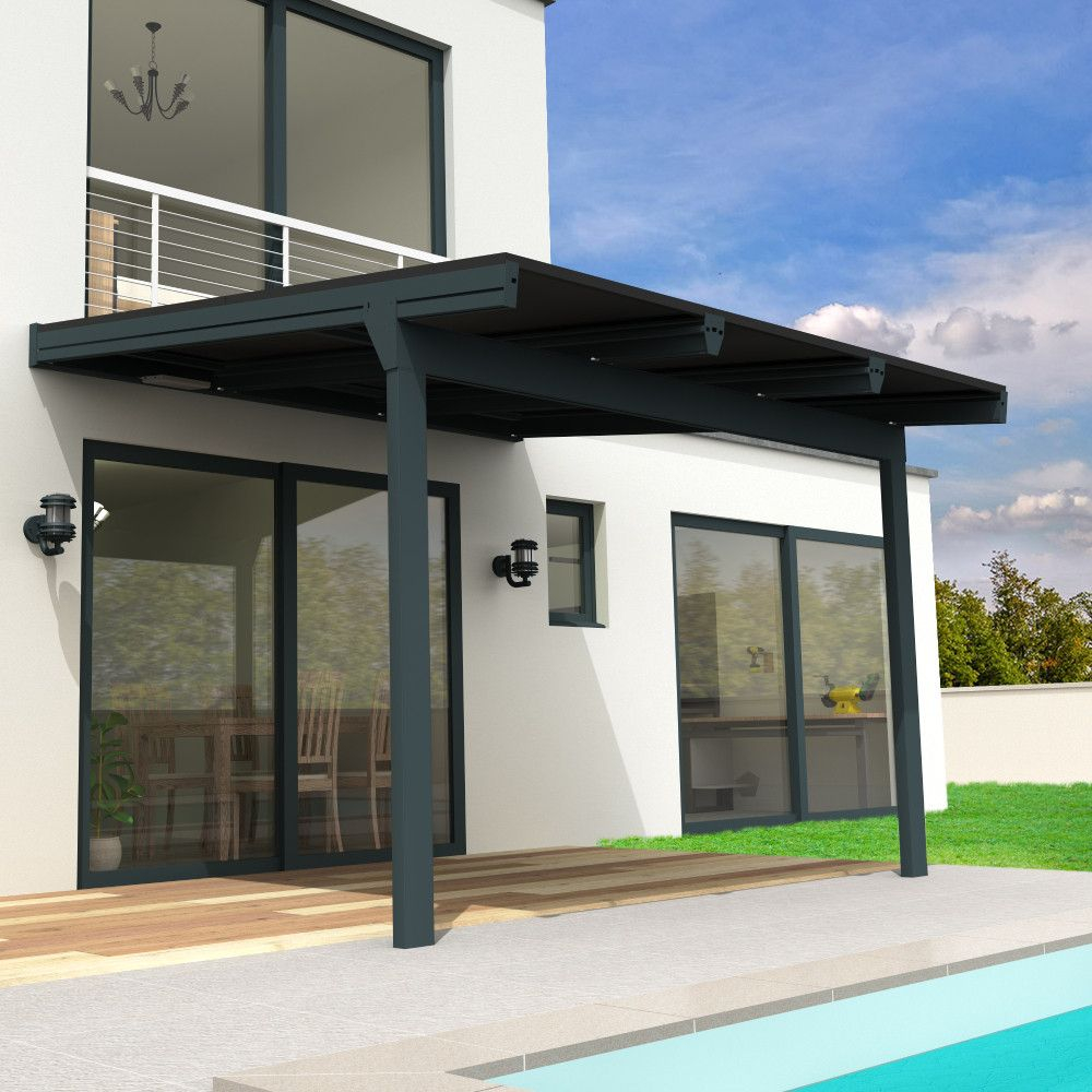 Pergola solaire photovoltaïque Cornaline 4,590x3,492 M - Gris 3200W Chemin de câbles inclus INTERSUN - 1