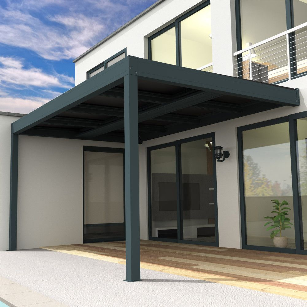 Pergola solaire photovoltaïque Heliolite 4,638x3,541 M - Gris 3200W Chemin de câbles inclus INTERSUN - 1